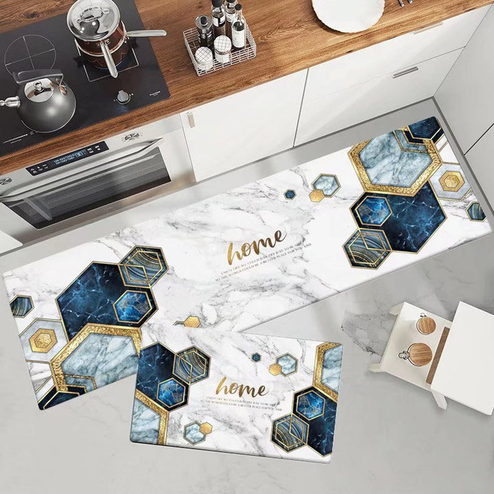 Marble-Pattern Kitchen Runner Mat Set Kalsten