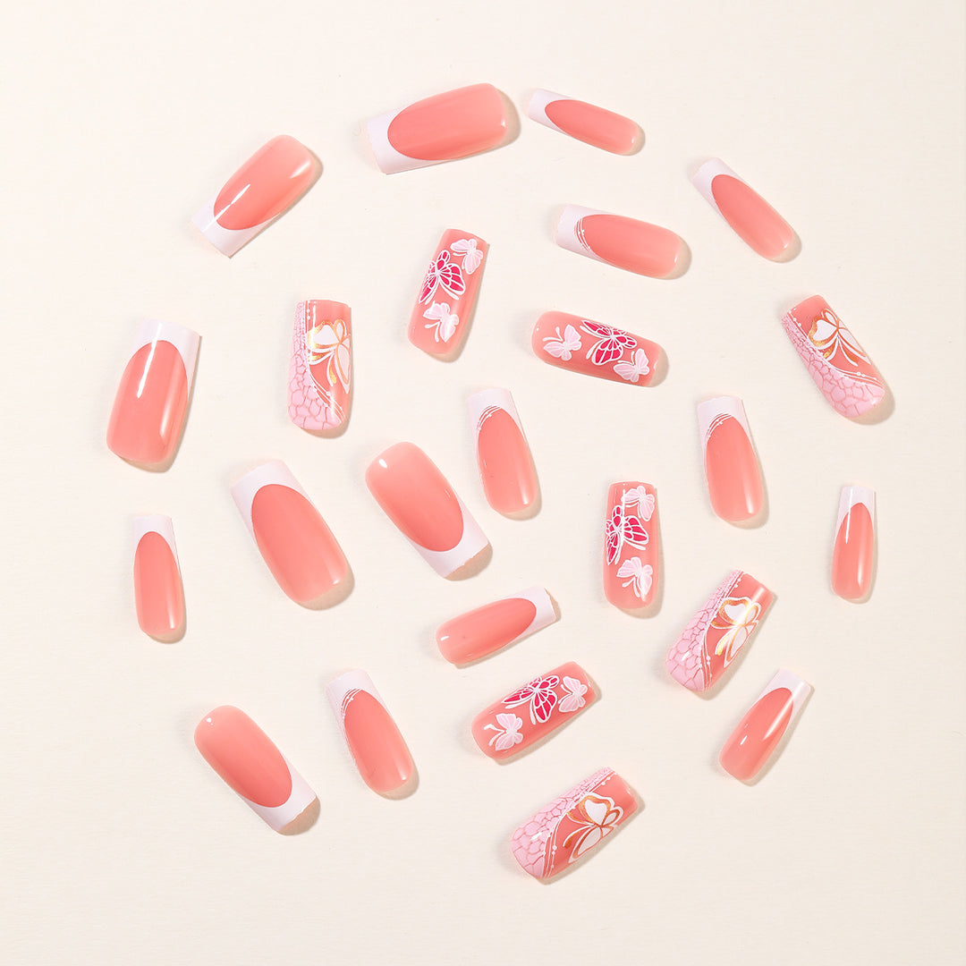 Floral Embellished Acrylic Nail Enhancements Kalsten
