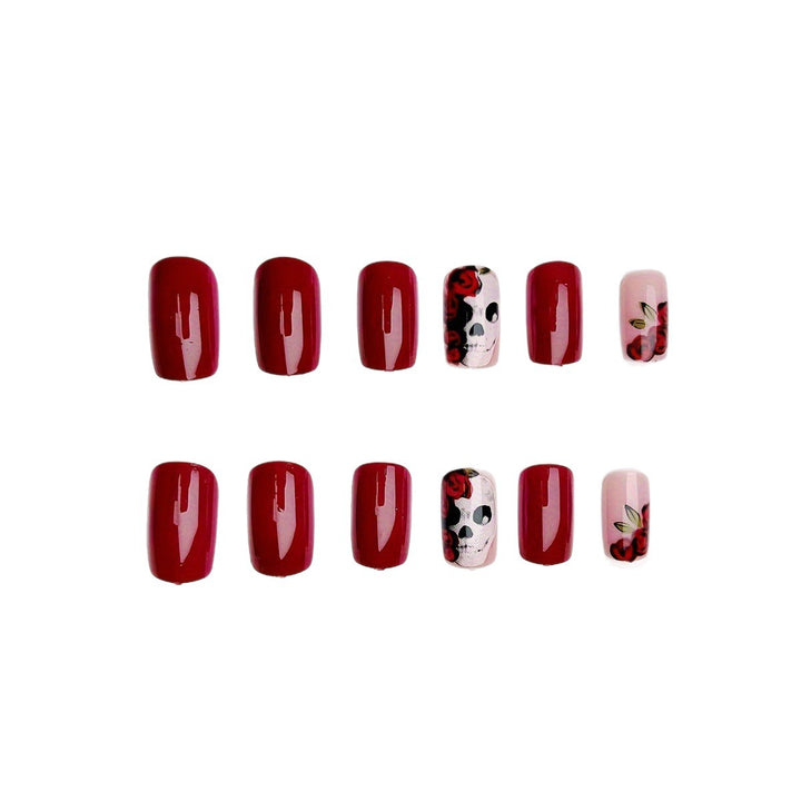 Artistic Skull and Rose Nail Art Kalsten
