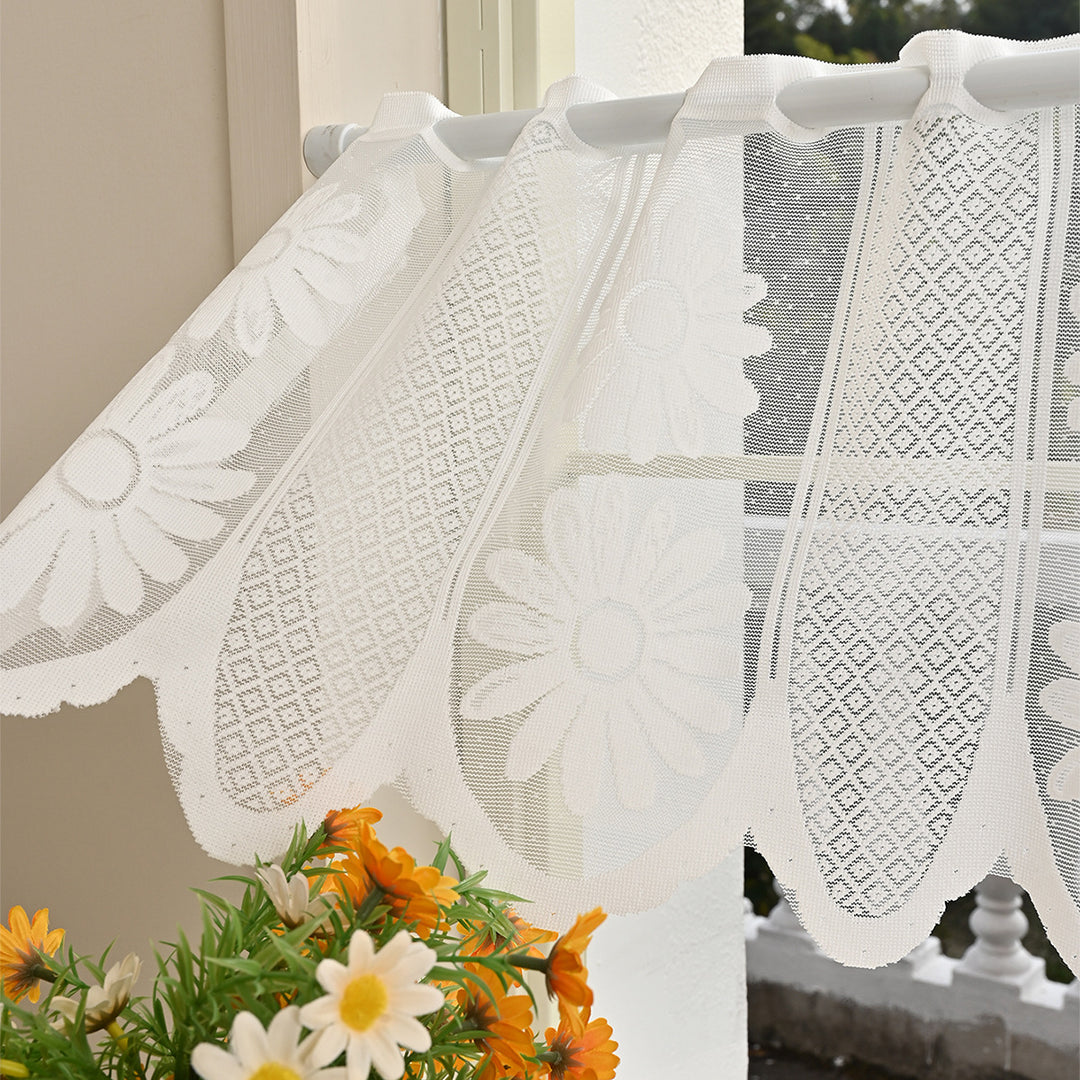 Floral Lace Tiered Window Curtains