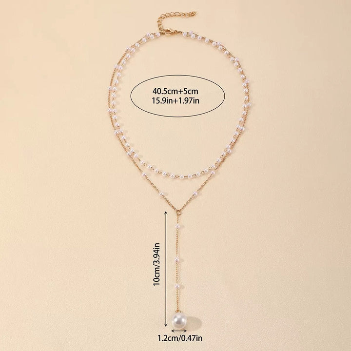 Layered Pearl Chain Necklace Kalsten