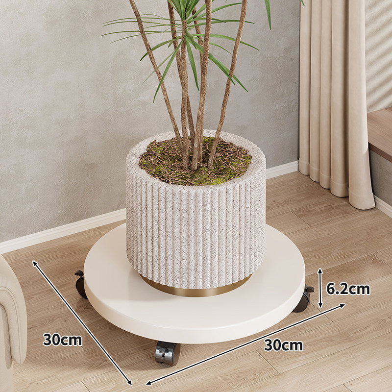 Round Wooden Rolling Plant Caddy