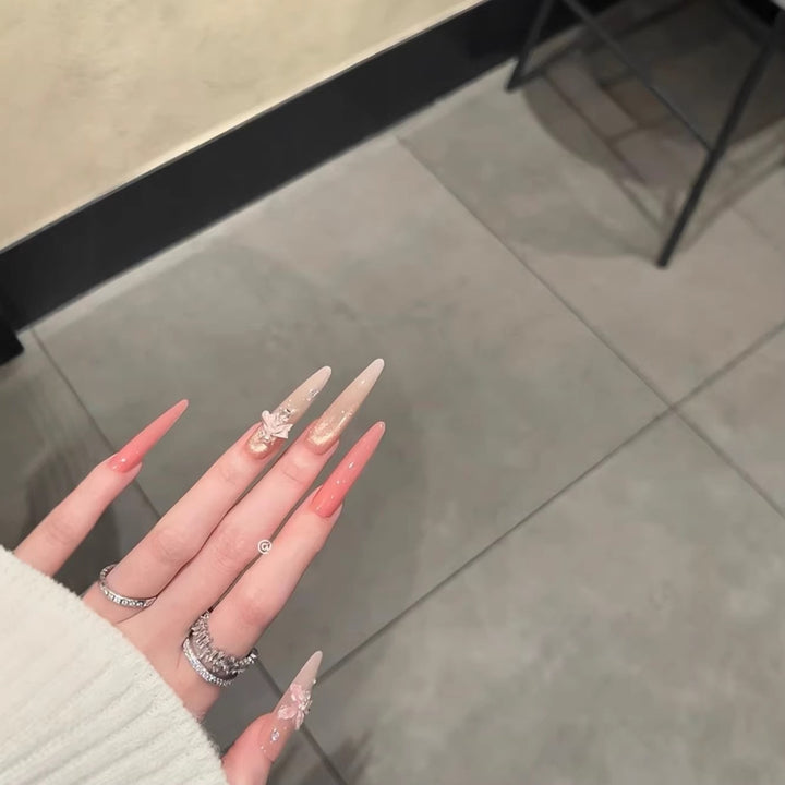Decorative Glitter Stiletto Nail Extensions