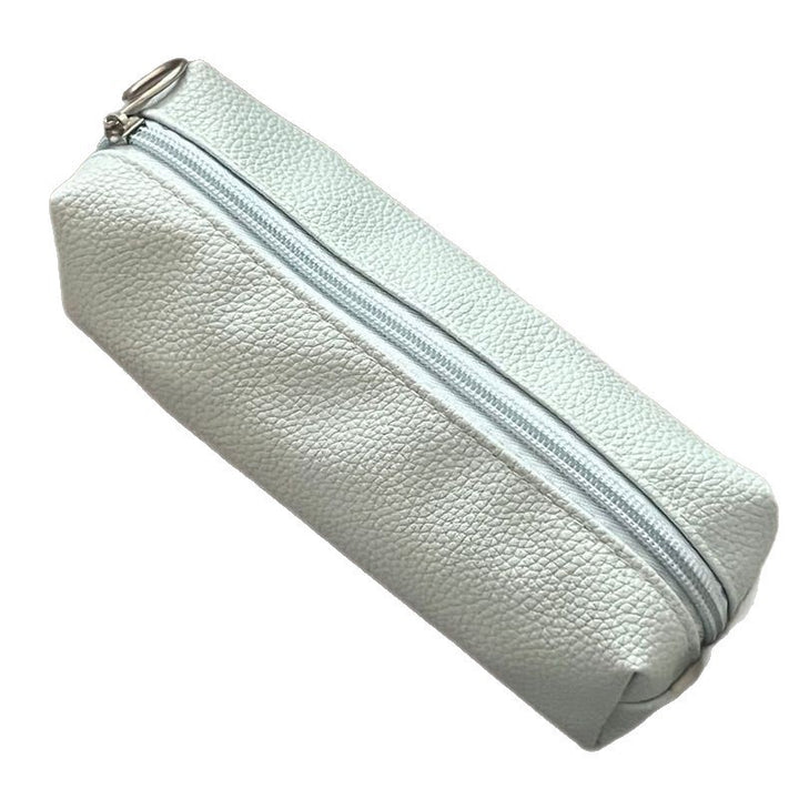 Textured Leather Zippered Pencil Case