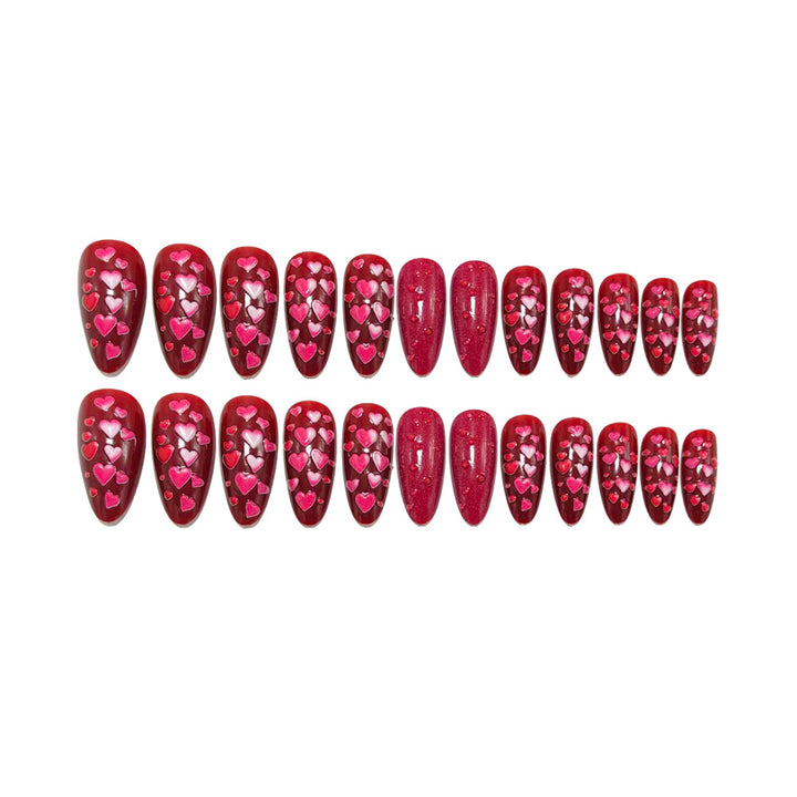 Artificial nails with heart motif and glitter effects Kalsten
