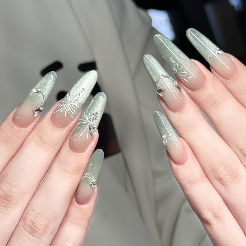 Elegant Long Stiletto Press-On Nails with Floral Embellishment Kalsten