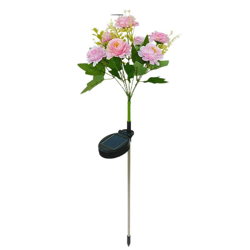 Realistic Artificial Peony Bouquet Solar Garden Stake With Dusk-To-Dawn LED And Adjustable Stem Kalsten