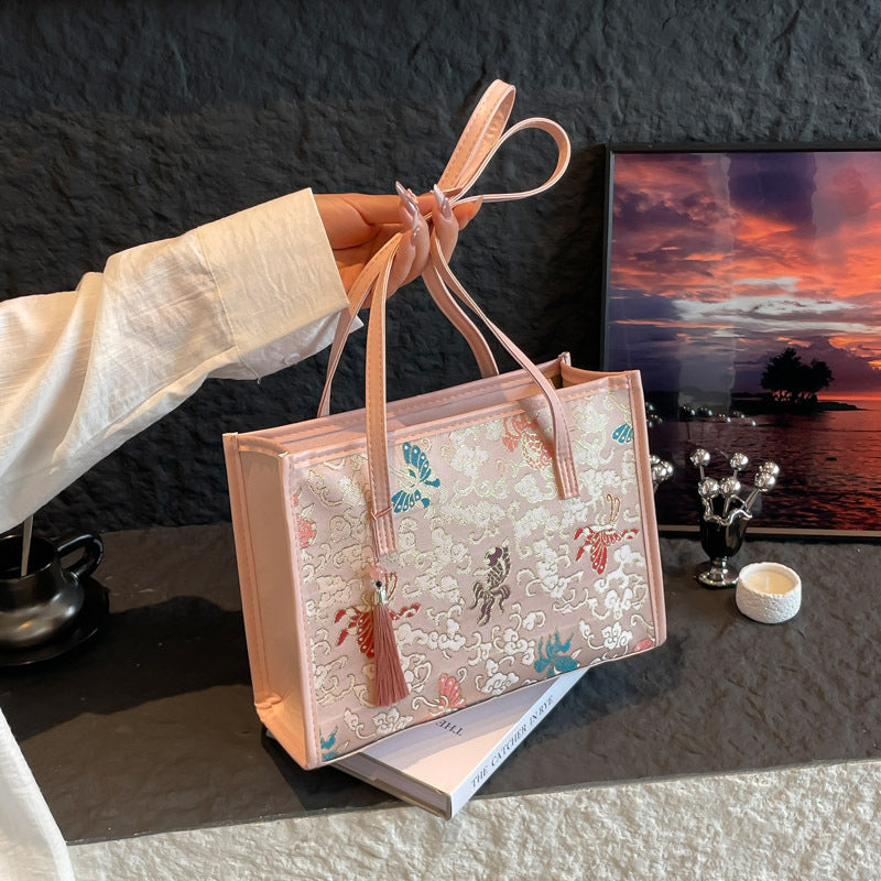 Embroidered Butterfly Pattern Handbag Kalsten