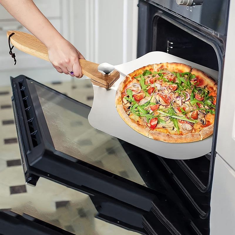 large stainless steel pizza peel with wooden handle Kalsten