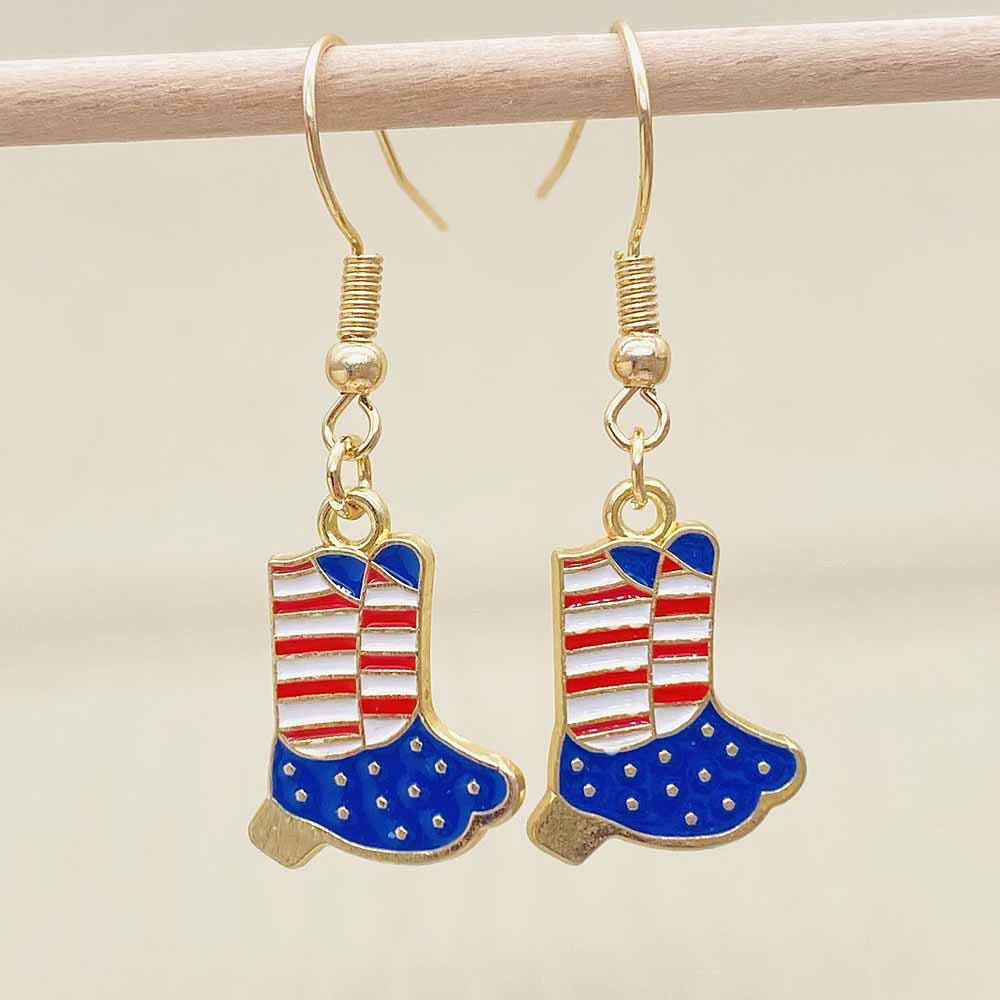 Women's Independence Day patriotic enamel flag dangle earrings with hypoallergenic fishhook wires Kalsten
