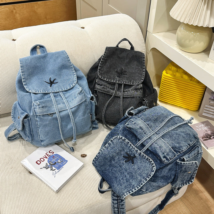 Stylish Denim Drawstring Backpack Kalsten