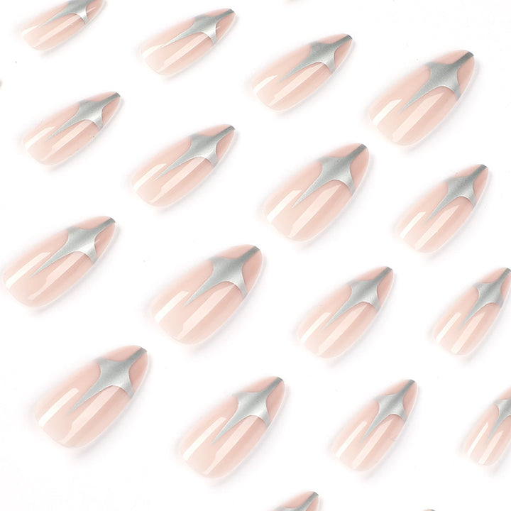 Artful Stiletto Nails with Silver Accents Kalsten