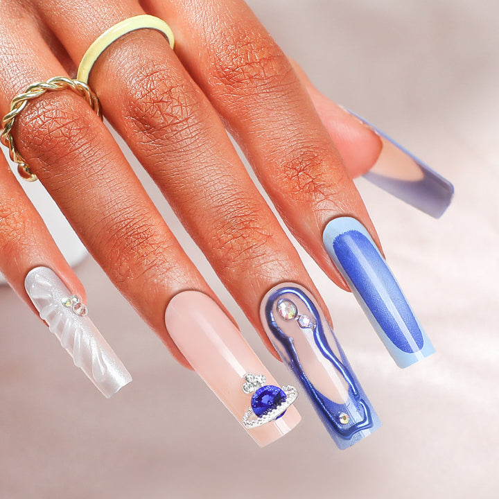 Premium Artistic Press-On Nail Set with Decorative Elements Kalsten