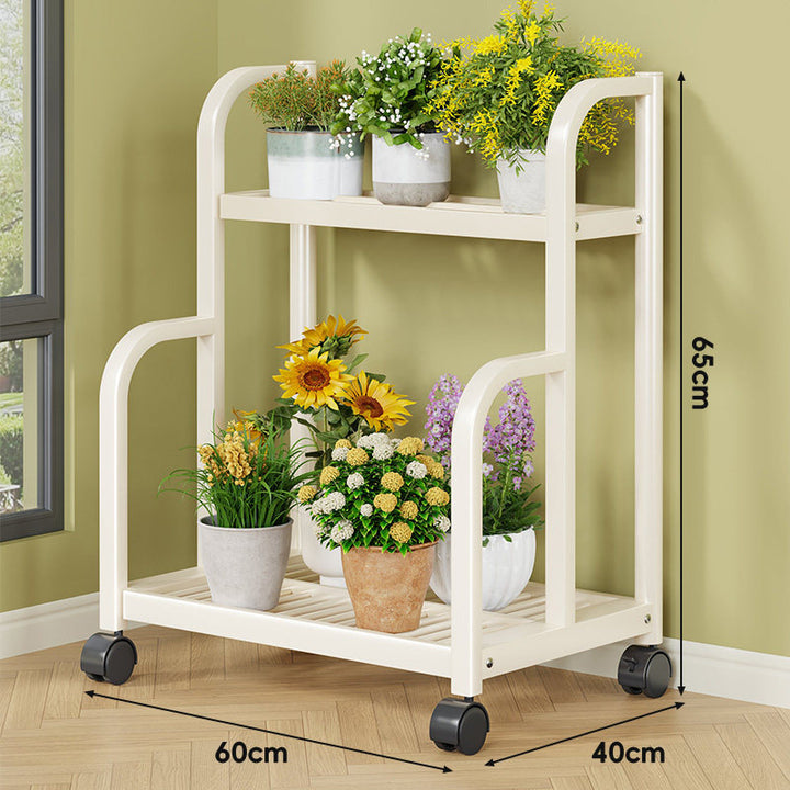 Three-Tier Rolling Metal Plant Display Shelf