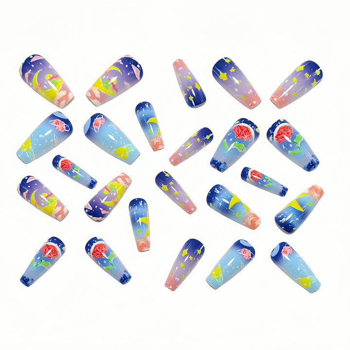 Glamorous artificial nails with colorful 3D designs Kalsten