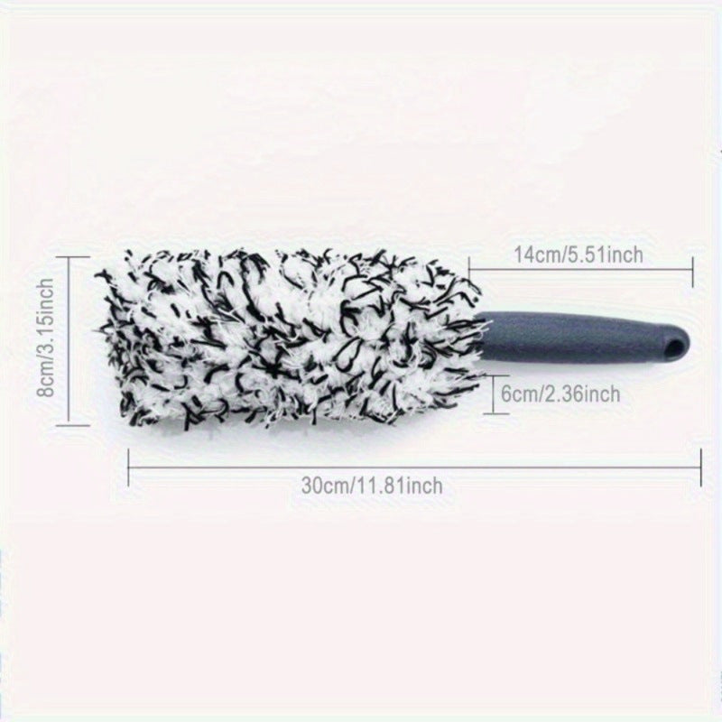 Microfiber Long-Handled Wheel And Rim Cleaning Brush With Plush Chenille Head
