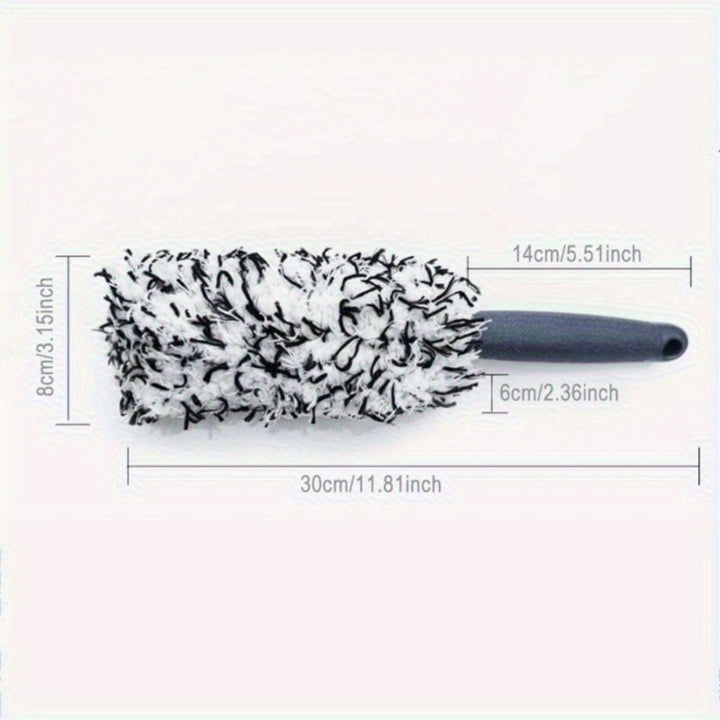 Microfiber Long-Handled Wheel And Rim Cleaning Brush With Plush Chenille Head