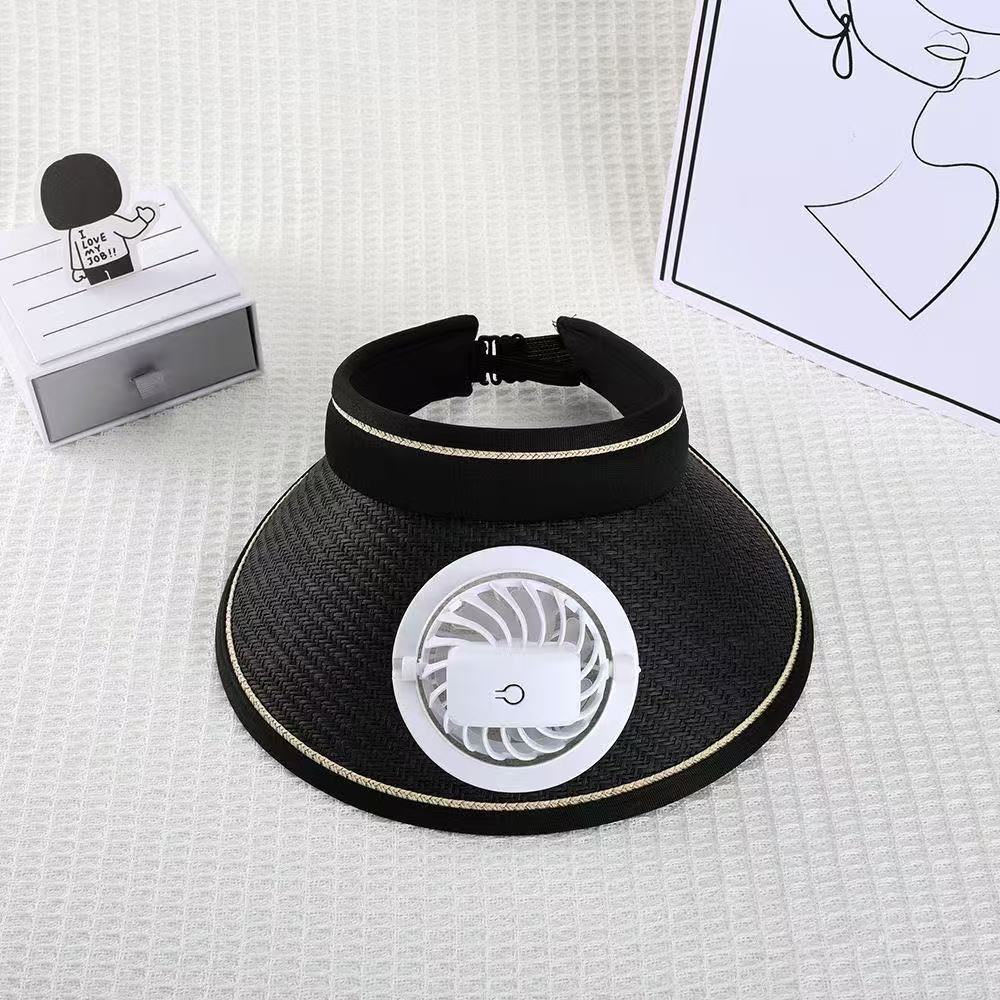 Breathable sun visor with detachable front fan and adjustable neck strap Kalsten