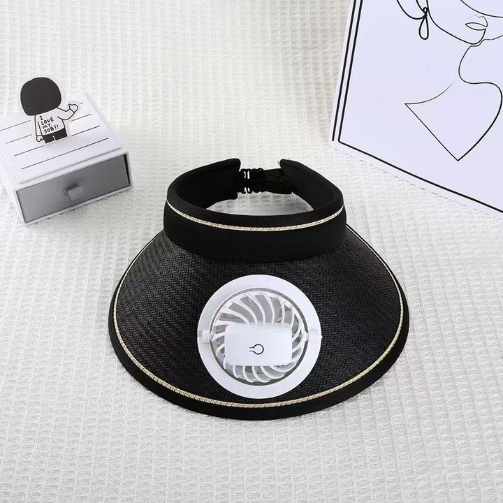 Breathable sun visor with detachable front fan and adjustable neck strap Kalsten