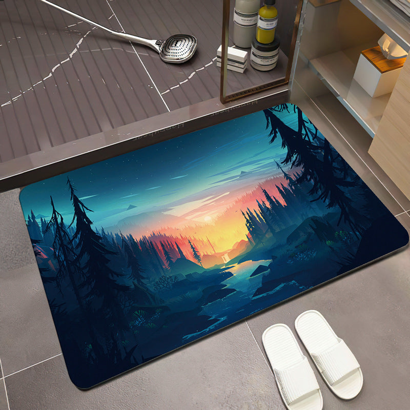 Scenic Mountain Landscape Bath Mat Kalsten