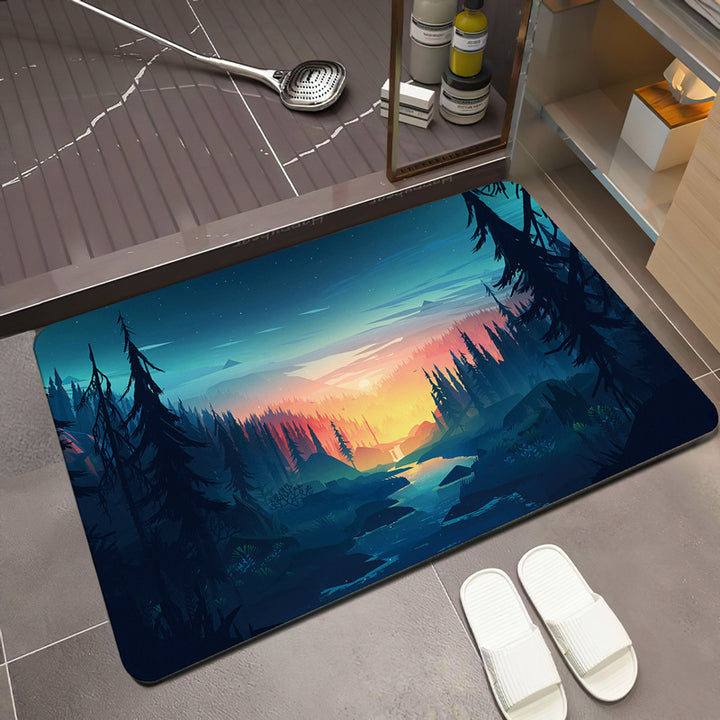 Scenic Mountain Landscape Bath Mat Kalsten