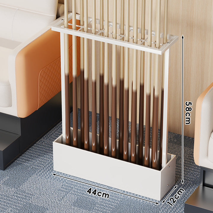 Freestanding Metal Pool Cue Rack with Multi-Slot Top Holder and Weighted Base