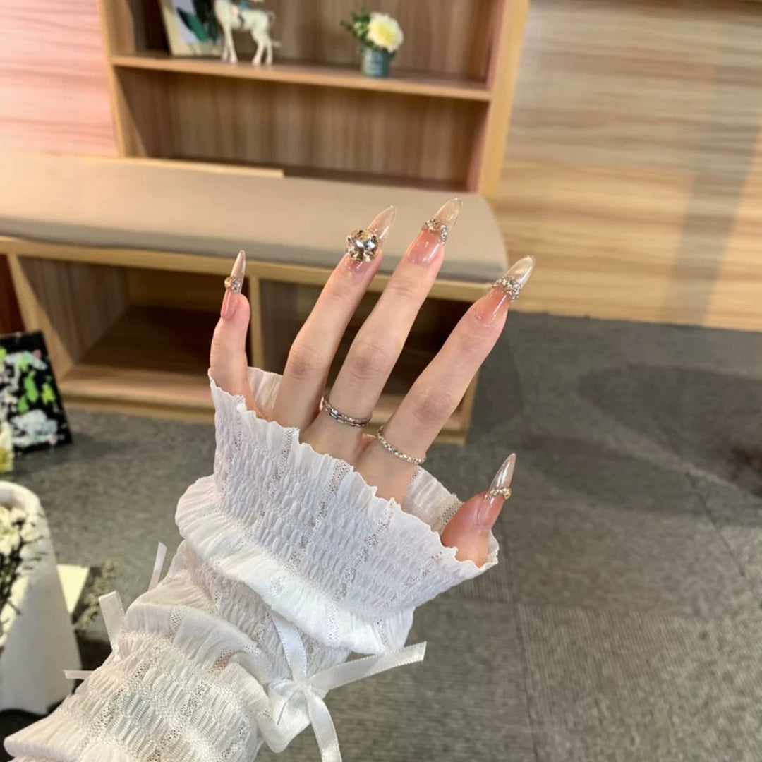 Glamorous Crystal-Studded Stiletto Nail Art Enhancements