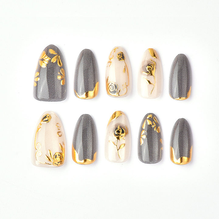 Artistic Floral Accented Press-On Nail Set