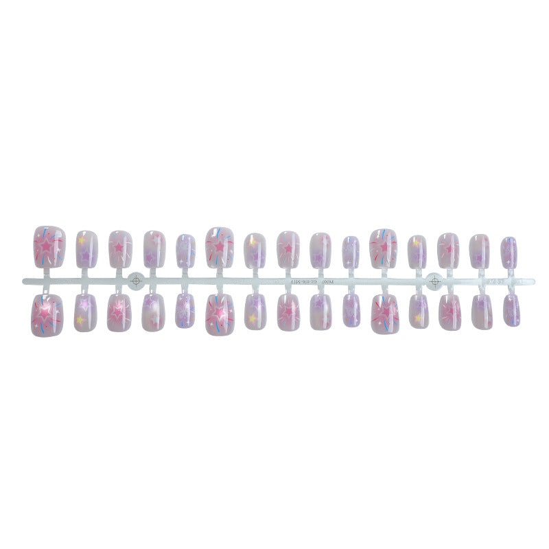 Artistic Press-On Nail Set with Celestial Designs