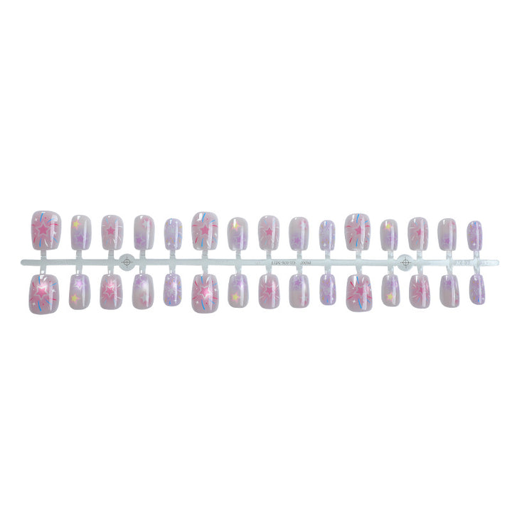 Artistic Press-On Nail Set with Celestial Designs