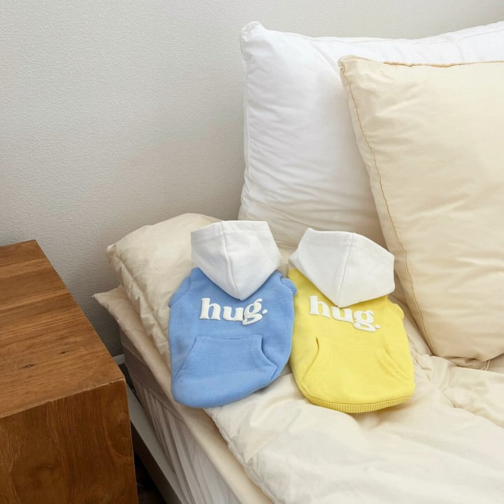 Small Dog Hooded Pullover Sweater with Kangaroo Pocket Appliqué Lettering