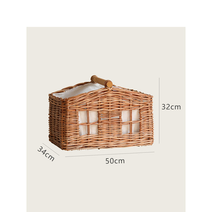 Large storage basket with wooden handle Kalsten