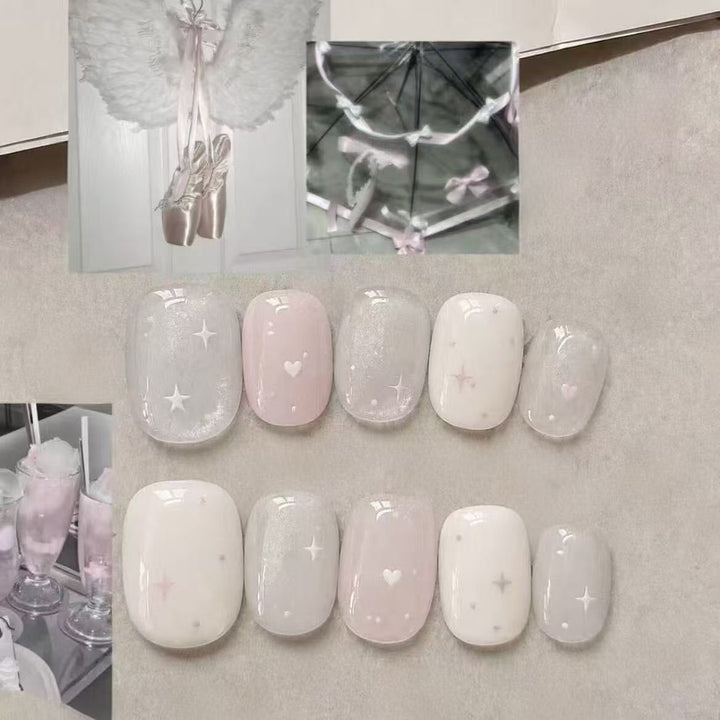 Dreamy Hearts and Stars Press-On Nail Art Set Kalsten