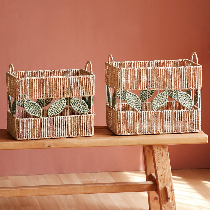 Decorative basket with plant motif Kalsten
