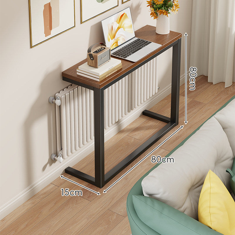 Slim Wooden-Top Metal Console Table for Sofa Back and Hallway
