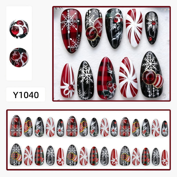 Artificial nails in festive Christmas design Kalsten