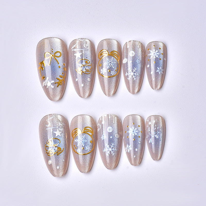 Festive Holiday-Themed Press-On Nail Art