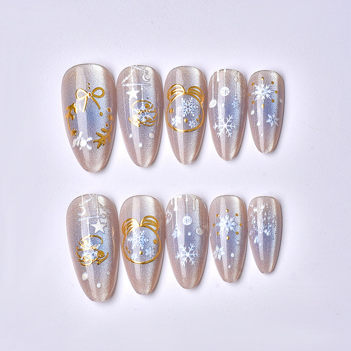 Festive Holiday-Themed Press-On Nail Art