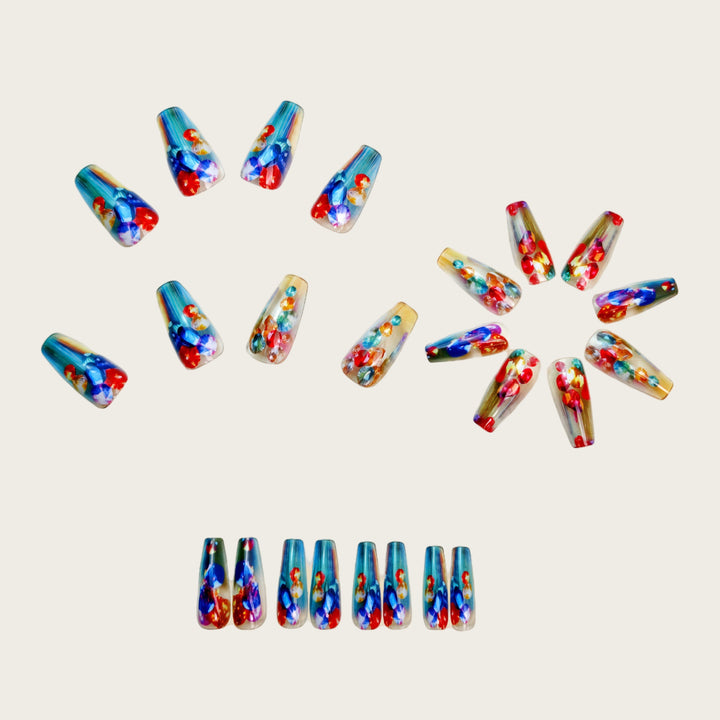 Artificial nails with faceted glitter design Kalsten