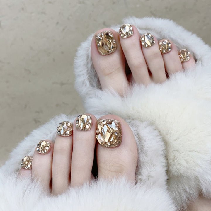 Artistic Gemstone Pedicure Nail Art