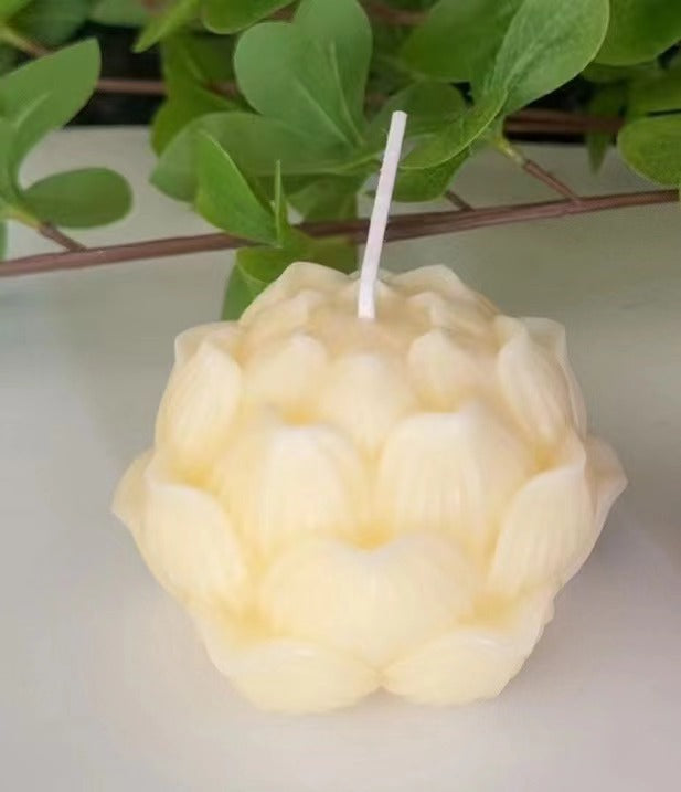 Handcrafted Sculptural Petal Lotus Tabletop Candle