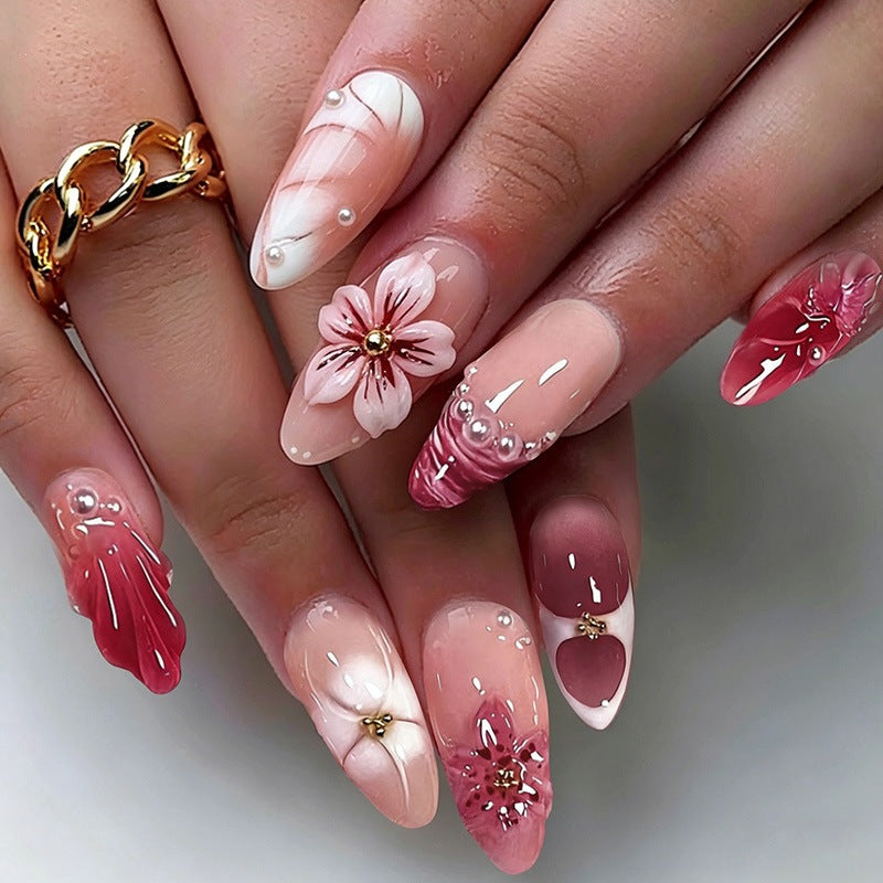 Artificial nail set with floral decorations and elegant patterns Kalsten