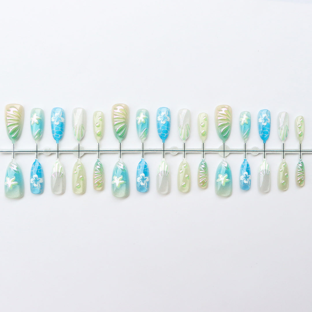 Tropical Floral Press-On Nail Art Set