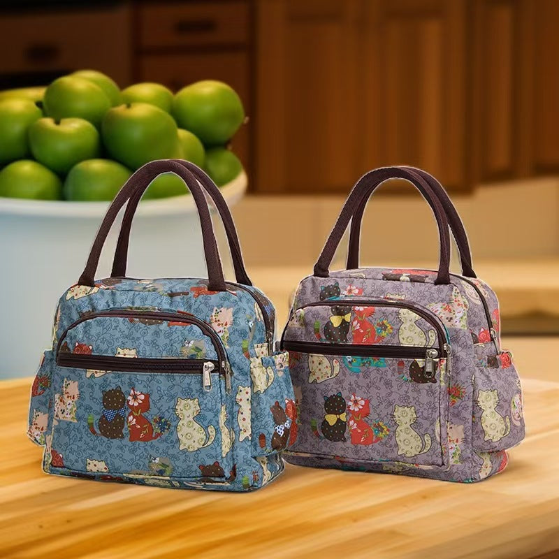Insulated Cat Print Lunch Cooler Bag Kalsten