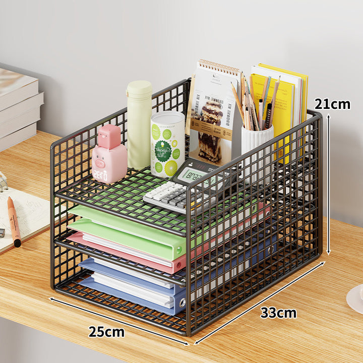 Mesh Two-Tier Desktop Document and Stationery Organizer