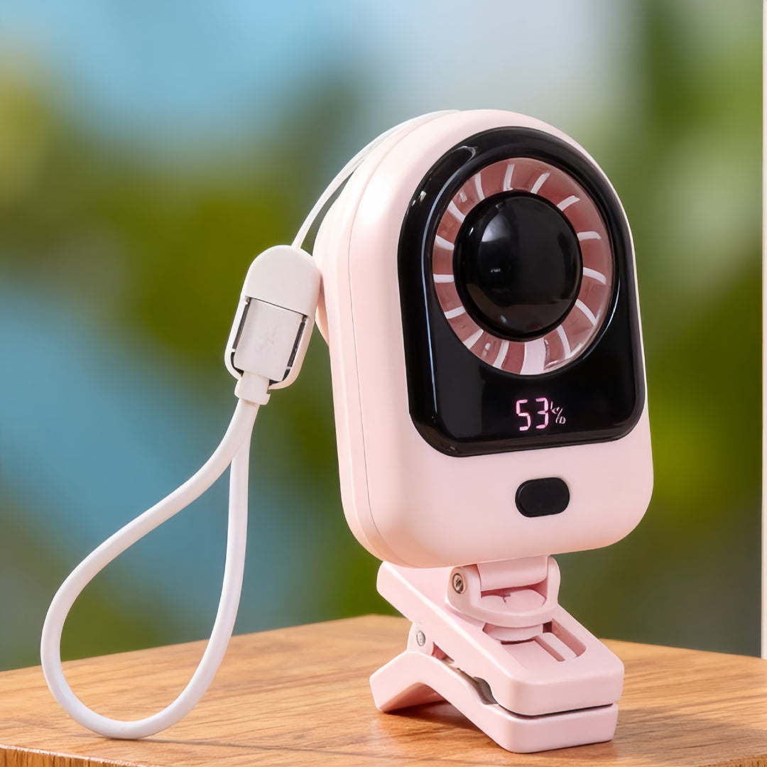 Women's portable table fan with LCD display and USB charging port Kalsten