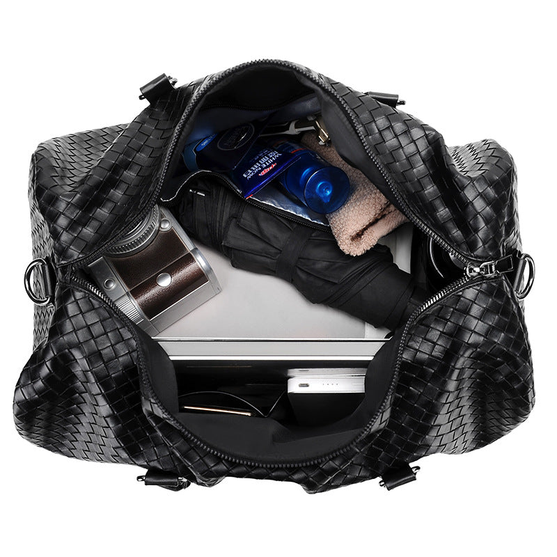 Woven Leather Travel Duffle Bag Kalsten