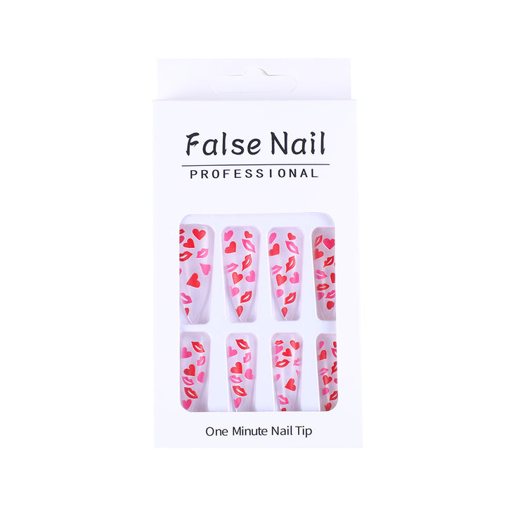 Artificial nails with romantic lip and heart designs Kalsten