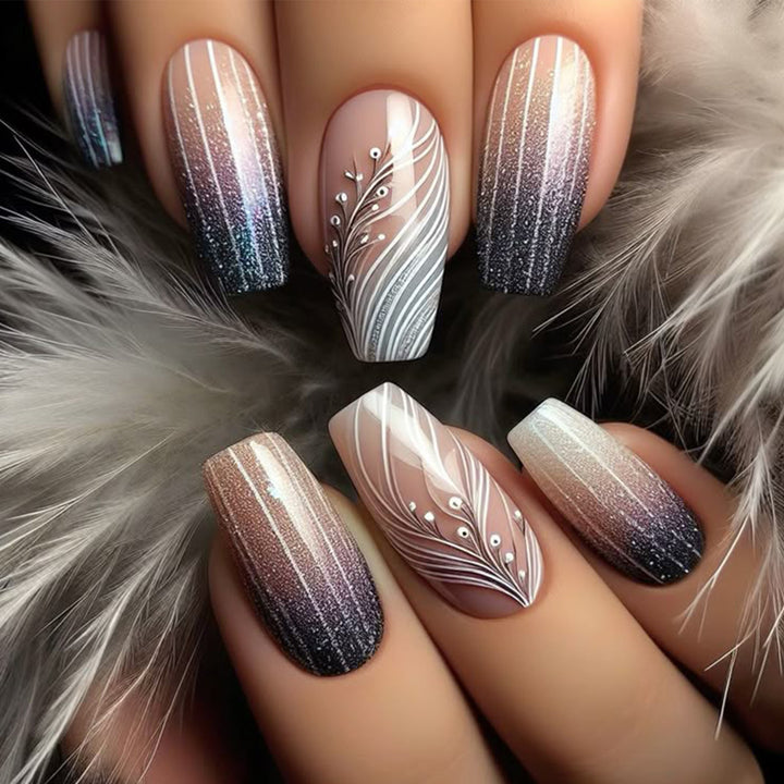 Artistic Ombre and Floral Design Press-On Nails Kalsten