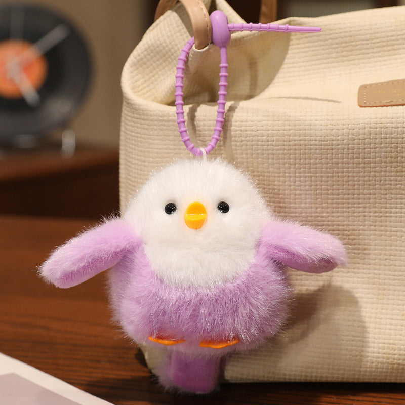 Fluffy Plush Chick Bag Charm Keychain with Flexible Loop Strap Kalsten